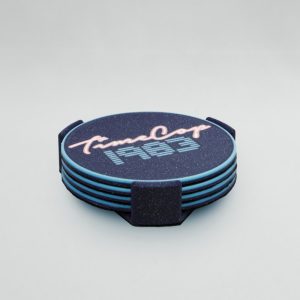 Coaster set 4 circle blue galaxy glow