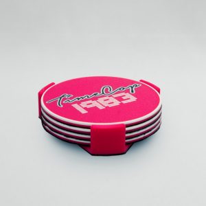 Coaster set 4 circle pink