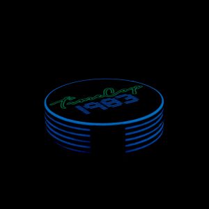 Coaster set 6 circle purple galaxy glow