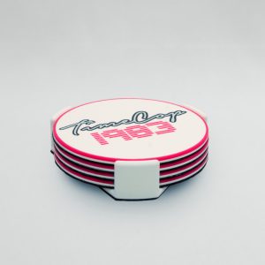 Coaster set 4 circle white