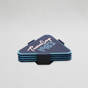 Coaster set 4 triangle blue galaxy glow