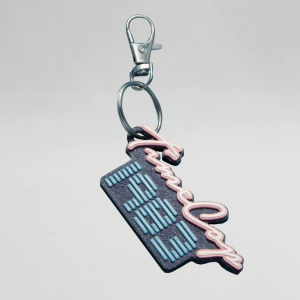 Keychain rectangle blue galaxy glow 3D