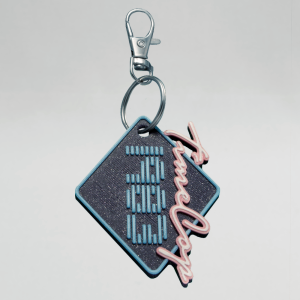 Keychain diamond blue galaxy glow 3D