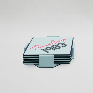 Coaster set 4 diamond blue