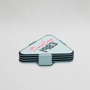 Coaster set 4 triangle blue