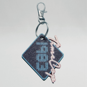 Keychain diamond blue galaxy glow flat