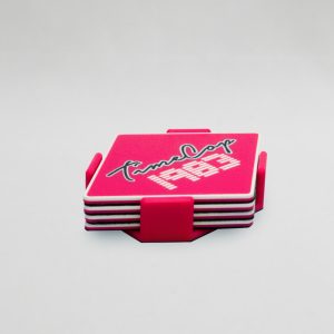 Coaster set 4 diamond pink