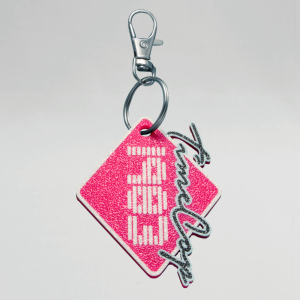 Keychain diamond pink flat