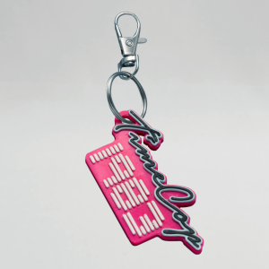 Keychain rectangle pink 3D