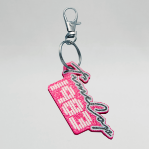Keychain rectangle pink flat