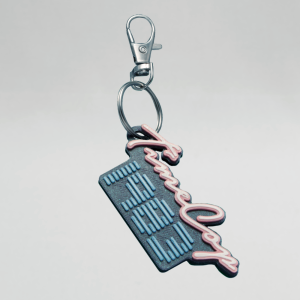 Keychain rectangle purple galaxy glow 3D