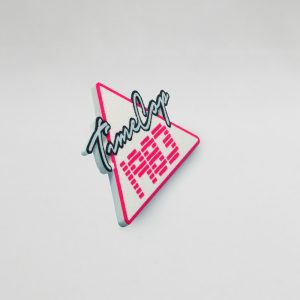 Button triangle white flat