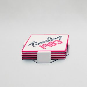 Coaster set 4 diamond white